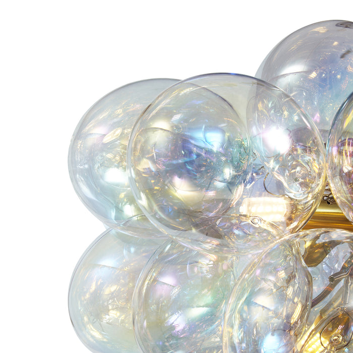 QAZQA Art Deco hanglamp goud met regenboog glas 50cm 8-lichts - Uvas