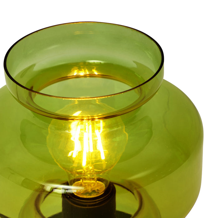 QAZQA Retro tafellamp zwart met groen glas - Denise