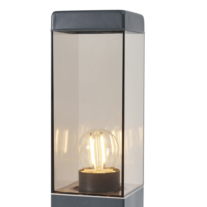 QAZQA Buitenlamp donkergrijs met smoke glas 45cm IP44 met stopcontact