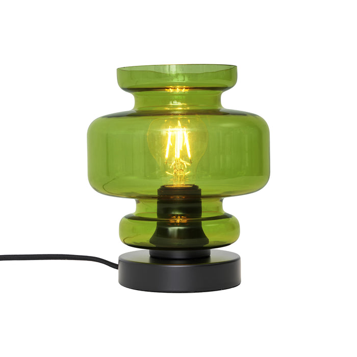 QAZQA Retro tafellamp zwart met groen glas - Denise