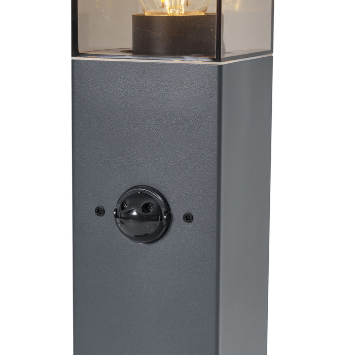 QAZQA Buitenlamp donkergrijs met smoke glas 45cm IP44 met stopcontact