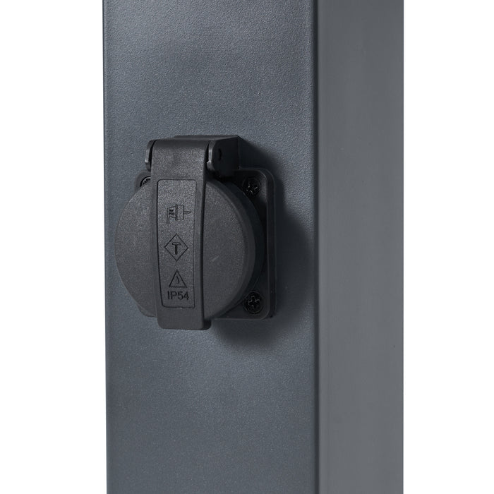 QAZQA Buitenlamp donkergrijs met smoke glas 45cm IP44 met stopcontact