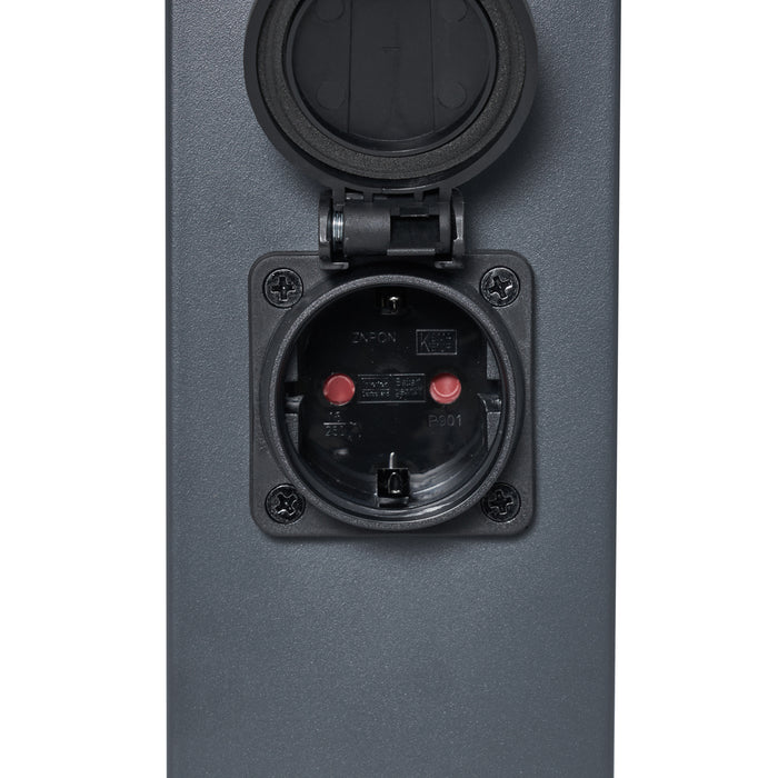 QAZQA Buitenlamp donkergrijs met smoke glas 45cm IP44 met stopcontact