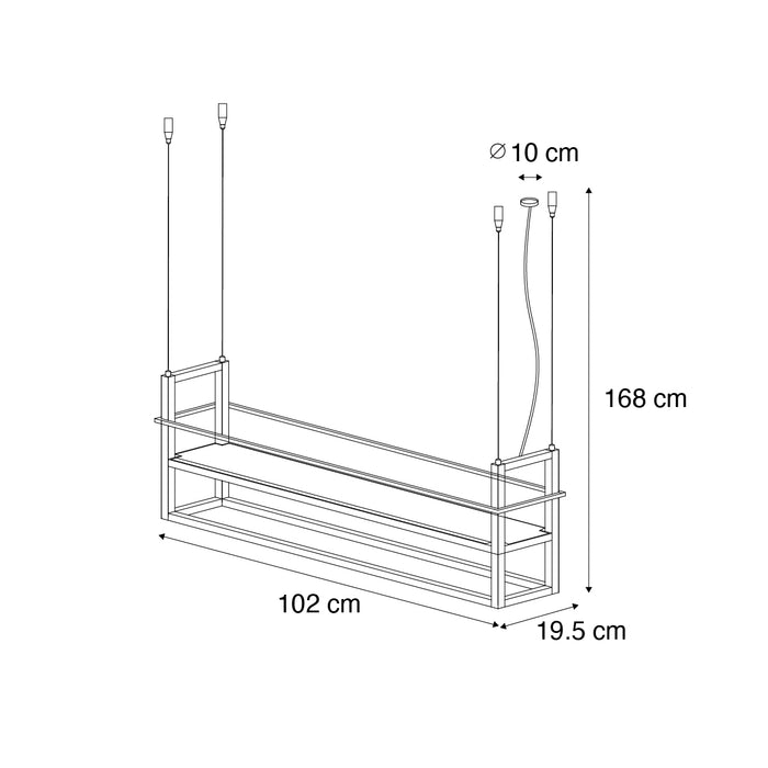 QAZQA Industriële hanglamp beige 4-lichts - Cage Rack