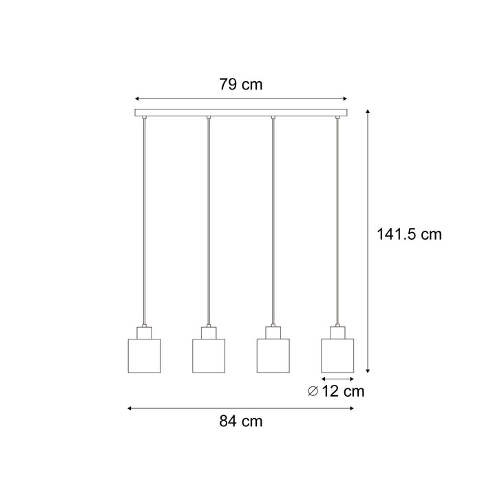 QAZQA Moderne hanglamp zwart met smoke glas 4-lichts - Dame