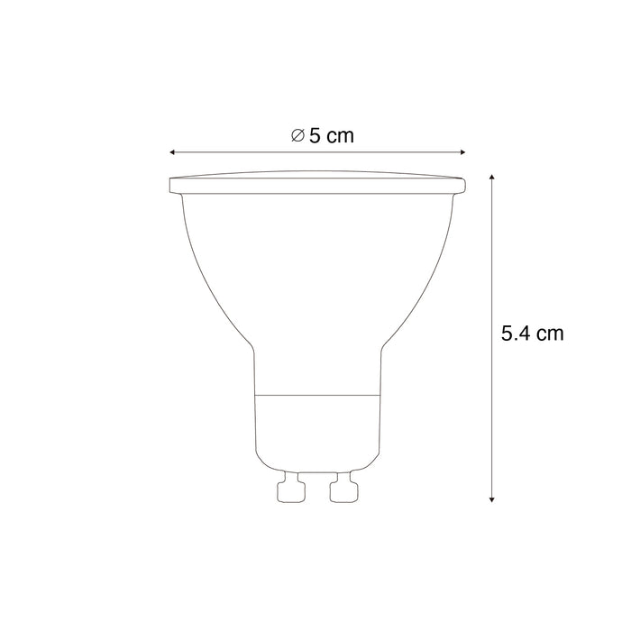 LUEDD Set van 5 GU10 50mm 3-staps dimbaar in Kelvin LED lampen helder