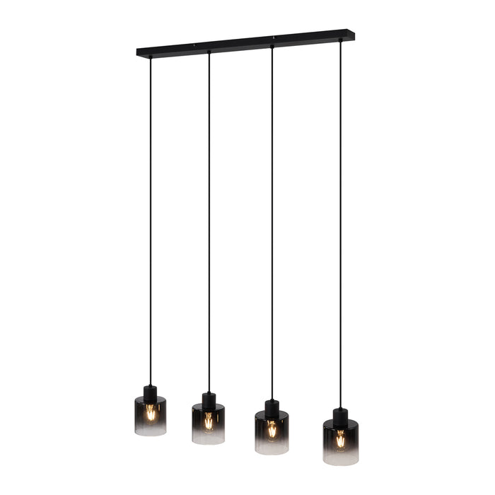 QAZQA Moderne hanglamp zwart met smoke glas 4-lichts - Dame