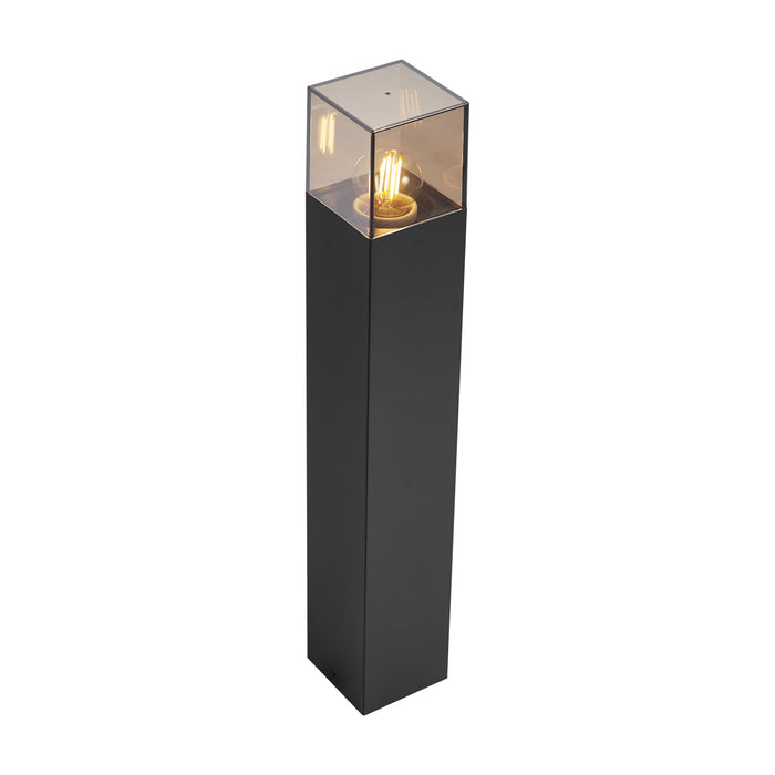 QAZQA Modern buiten paaltje zwart met smoke glas 50cm met