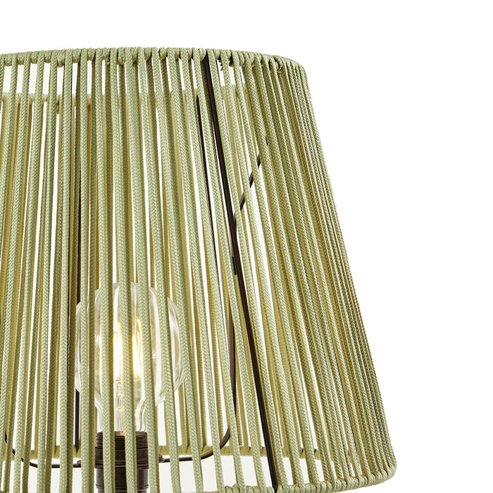 QAZQA Buiten vloerlamp zwart met kap groen touw IP44 - Virginia Jayla