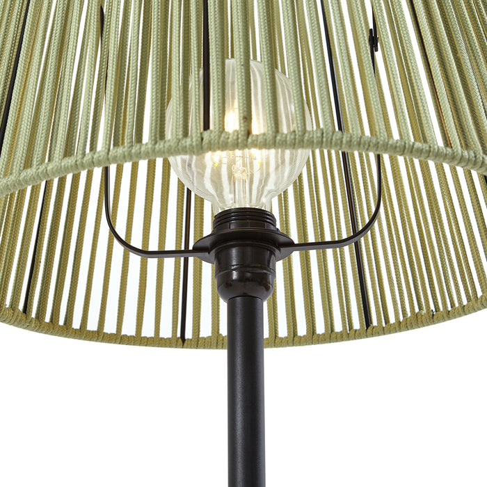 QAZQA Buiten vloerlamp zwart met kap groen touw IP44 - Virginia Jayla