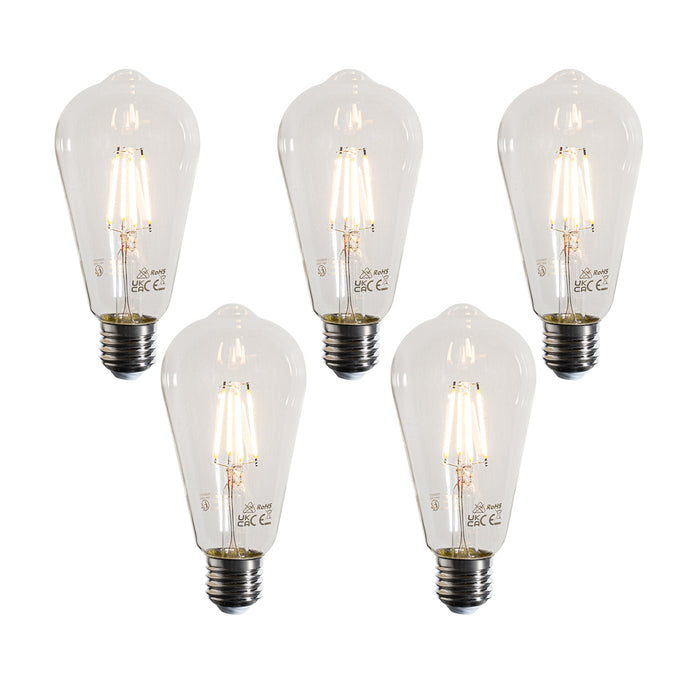 LUEDD Set van 5 E27 LED lamp filament ST64 helder 4W 470 lm 2700K