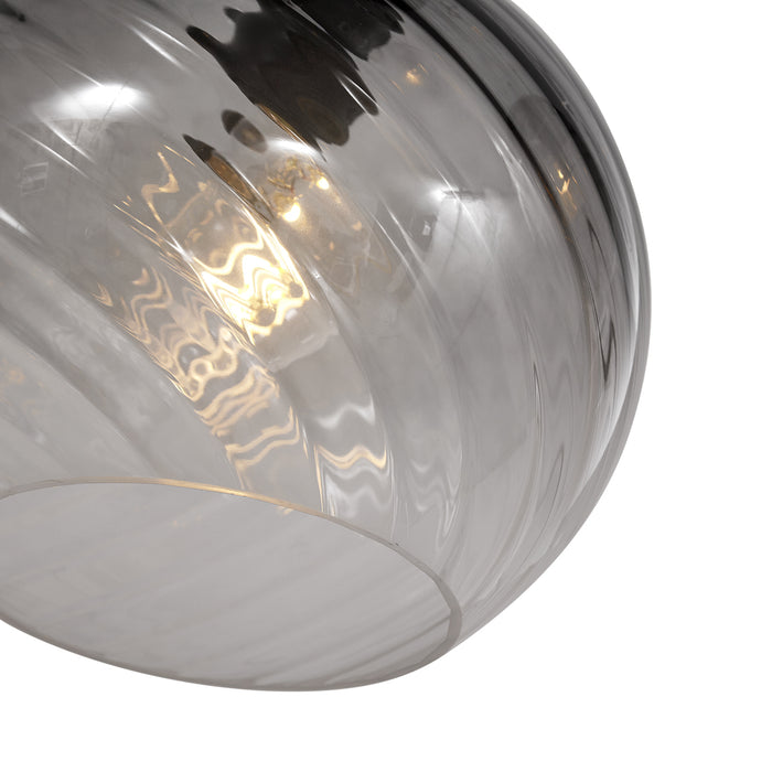 QAZQA Art Deco hanglamp zwart met smoke glas rond 4-lichts - Bao