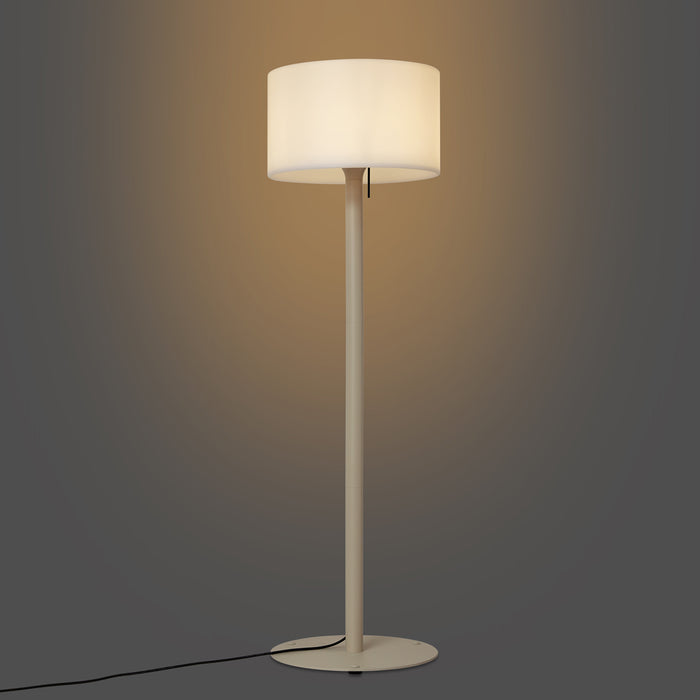 QAZQA Scandinavische buiten vloerlamp beige met witte kap IP44 -