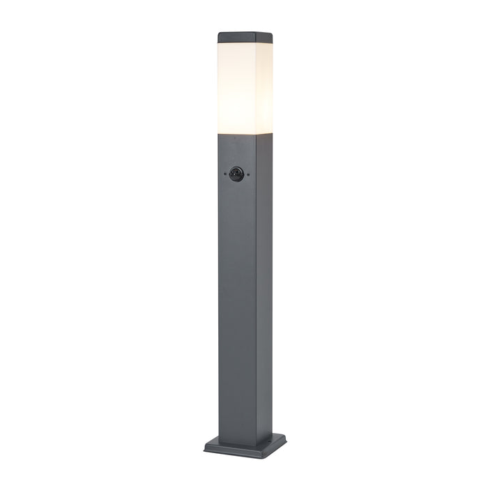 QAZQA Buitenlamp donkergrijs met opaal glas 80cm IP44 met stopcontact