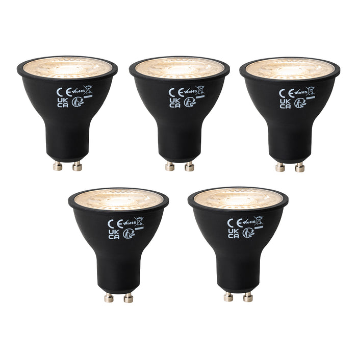 LUEDD Set van 5 GU10 dimbare LED lampen zwart 7W 430 lm 2700K