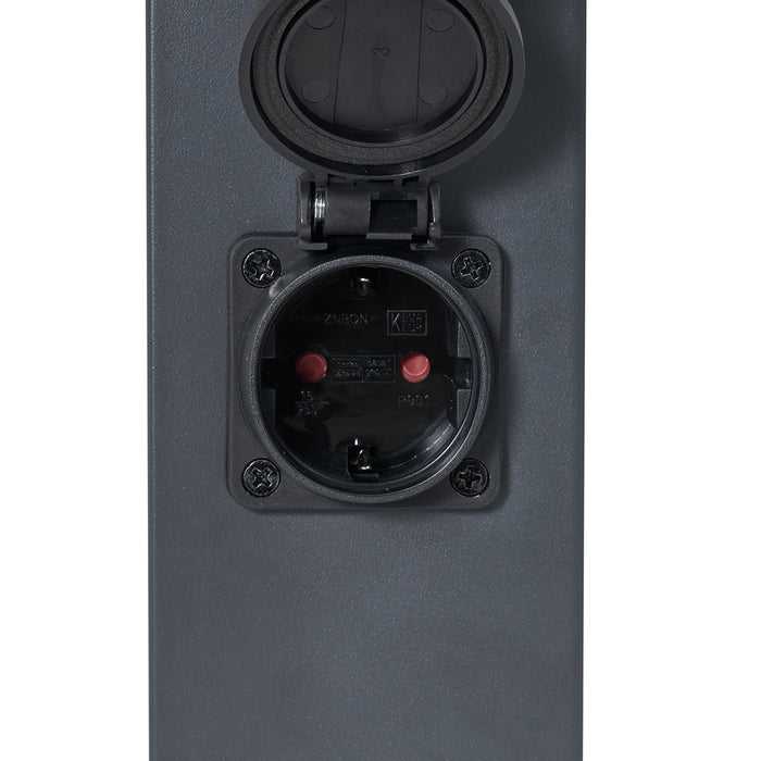 QAZQA Buitenlamp donkergrijs met opaal glas 80cm IP44 met stopcontact