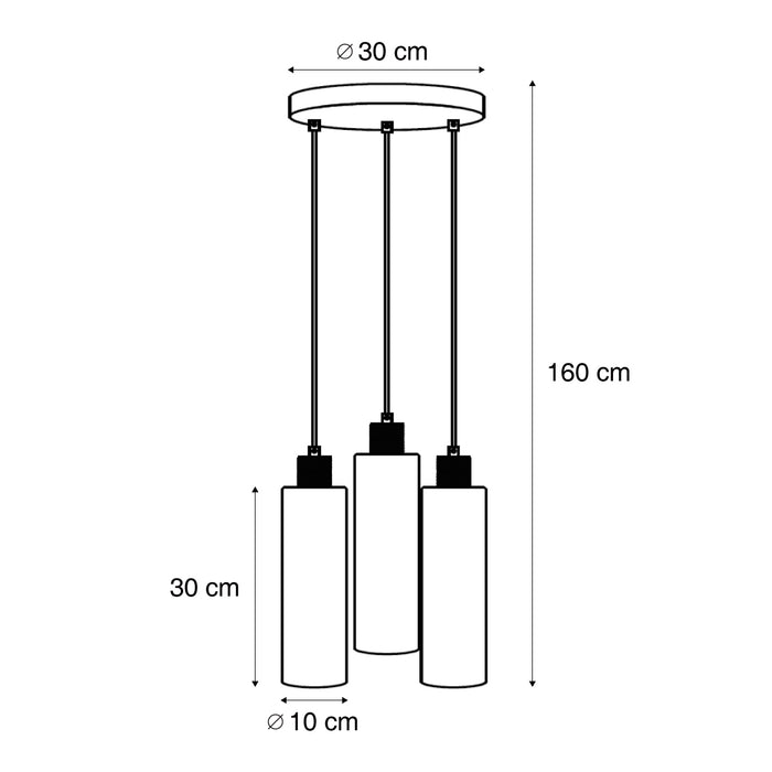 QAZQA Hotel Chique hanglamp donker brons met amber glas 3-lichts -