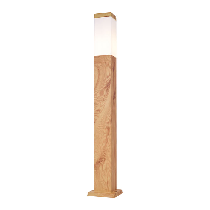 QAZQA Moderne staande buitenlamp staal met hout print 80cm IP44 -