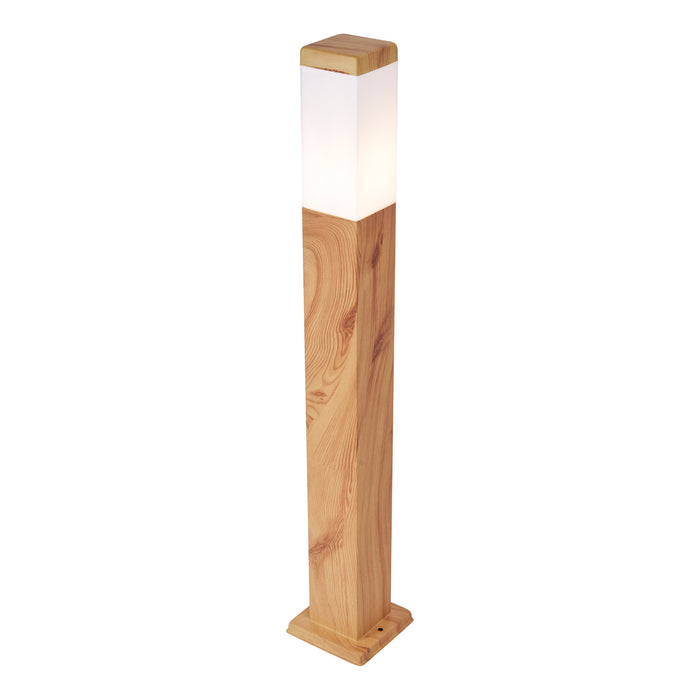 QAZQA Moderne staande buitenlamp staal met hout print 80cm IP44 -