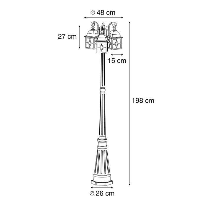 QAZQA Klassieke buiten lantaarn antiek goud met helder glas 198cm