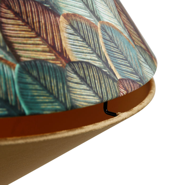 QAZQA Hanglamp zwart met dubbele velours lampenkap blad dessin en