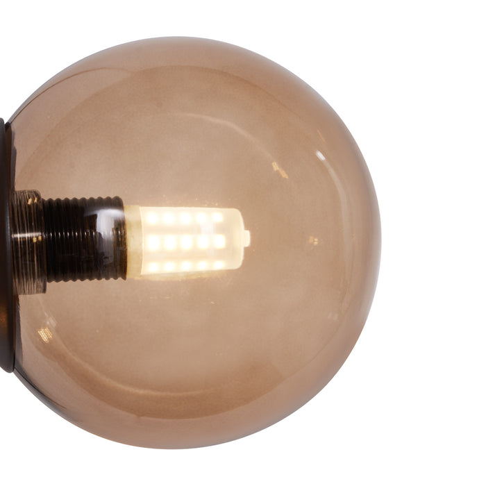 QAZQA Hotel Chique hanglamp donkerbrons met brons glas 6-lichts -