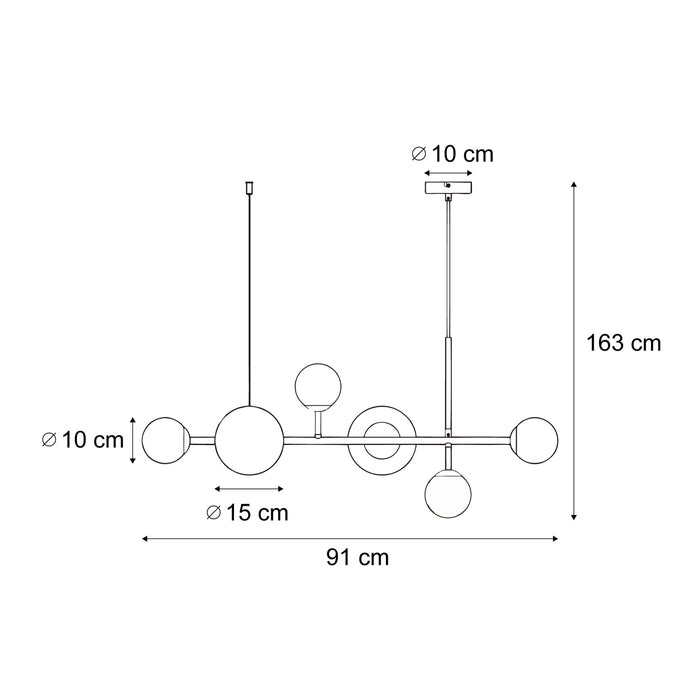 QAZQA Hotel Chique hanglamp donkerbrons met brons glas 6-lichts -