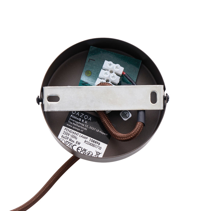 QAZQA Hotel Chique hanglamp donkerbrons met brons glas 6-lichts -