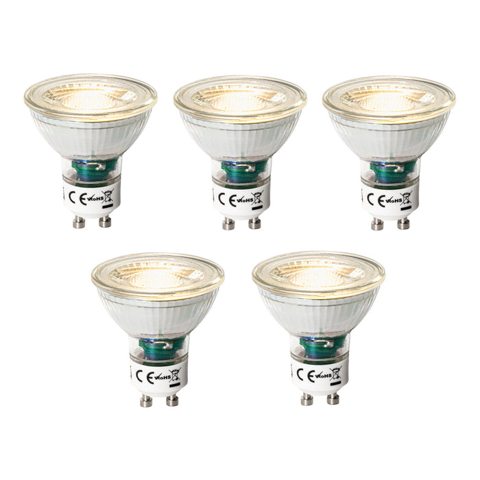 LUEDD Set van 5 GU10 3-staps dimbare LED lampen 7W 600 lm 2700K