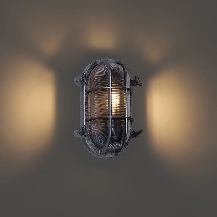 QAZQA Buiten wandlamp zilver ovaal IP44 - Noutica
