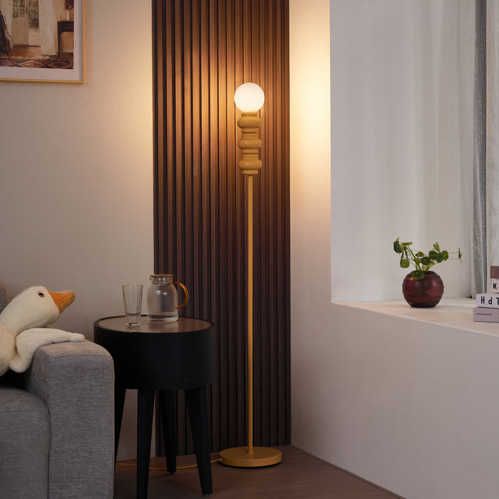 QAZQA Retro vloerlamp okergeel met mat glas - Fedde