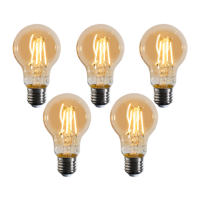 LUEDD Set van 5 E27 dimbare LED lampen A60 goud 4W 420 lm 2200K