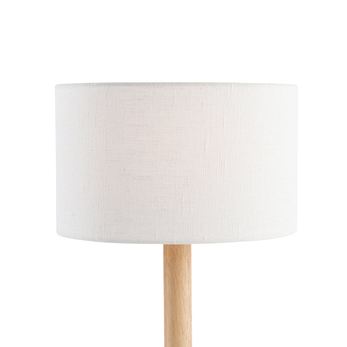 QAZQA Tafellamp hout met ovale linnen kap wit 25cm - Mels