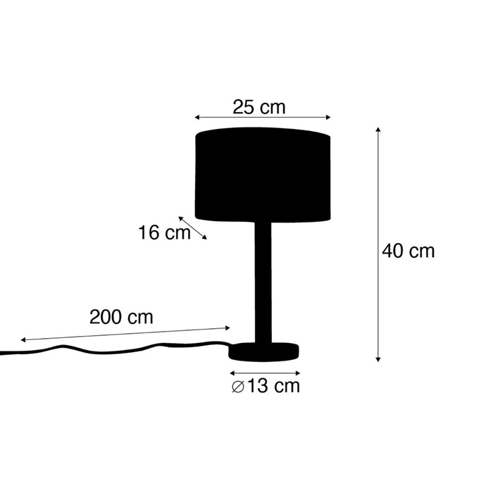 QAZQA Tafellamp hout met ovale linnen kap wit 25cm - Mels