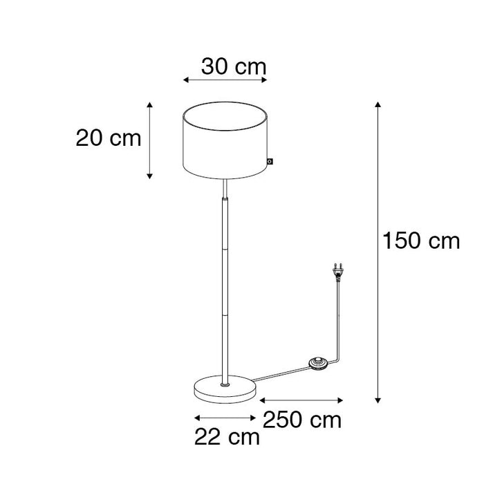 QAZQA Smart vloerlamp zwart met goud rond incl. Wifi. A60 - VT