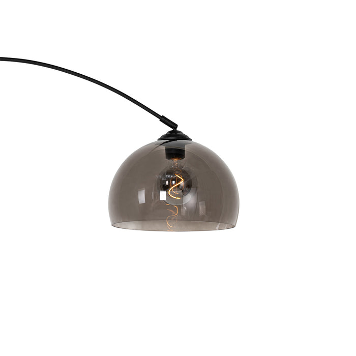 QAZQA Smart booglamp zwart met smoke glas incl. Wifi G95- Arc