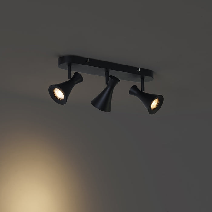 QAZQA Moderne plafondspot zwart 3-lichts draai- en kantelbaar -