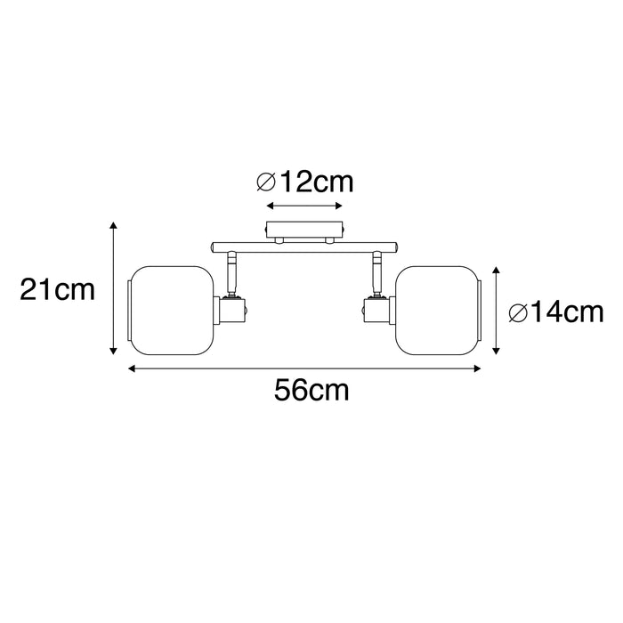 QAZQA Smart plafondspot zwart met goud met smoke glas 2-lichts incl.