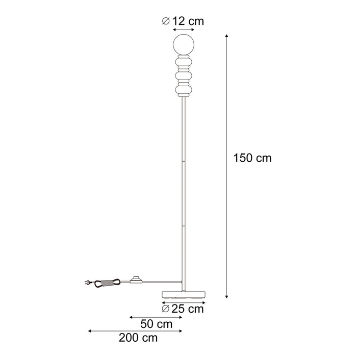 QAZQA Retro vloerlamp beige met mat glas - Fedde