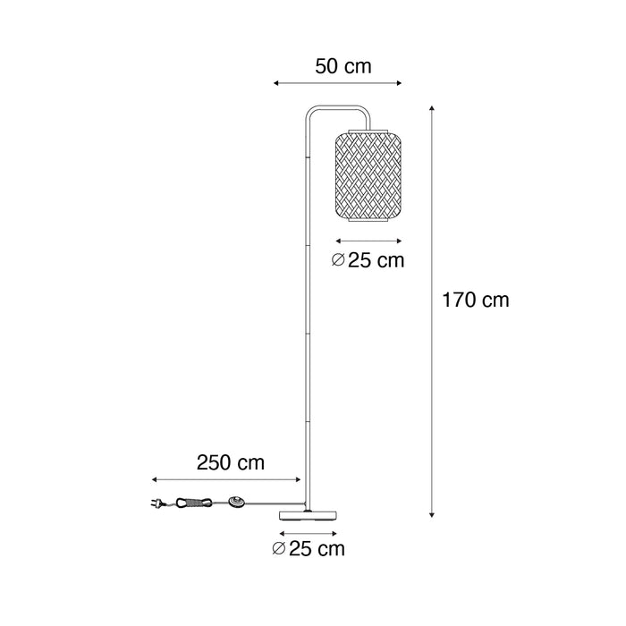 QAZQA Smart vloerlamp bamboe incl. Wifi ST64 - Yvonne
