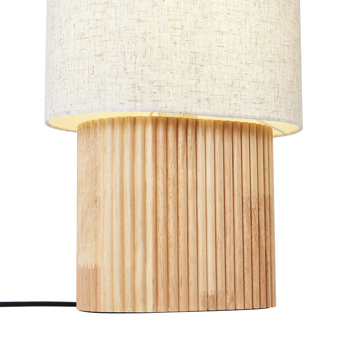 QAZQA Japandi vloerlamp hout met linnen kap 70cm - Lamel