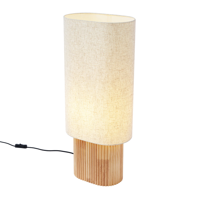 QAZQA Japandi vloerlamp hout met linnen kap 70cm - Lamel