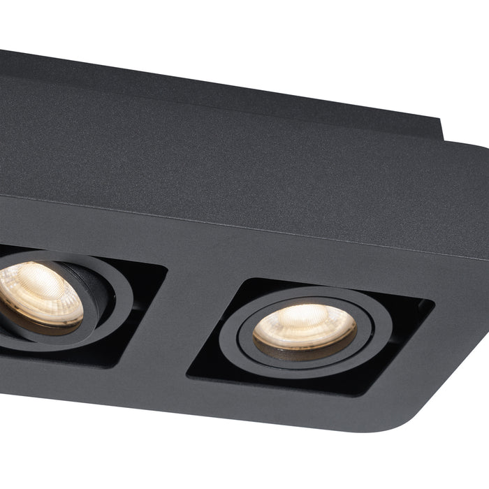 QAZQA Afgeronde opbouwspot zwart 2-lichts draai- en kantelbaar - Dox