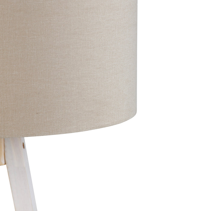 QAZQA Vloerlamp tripod wit met stoffen kap lichtbruin 50cm - Tripod