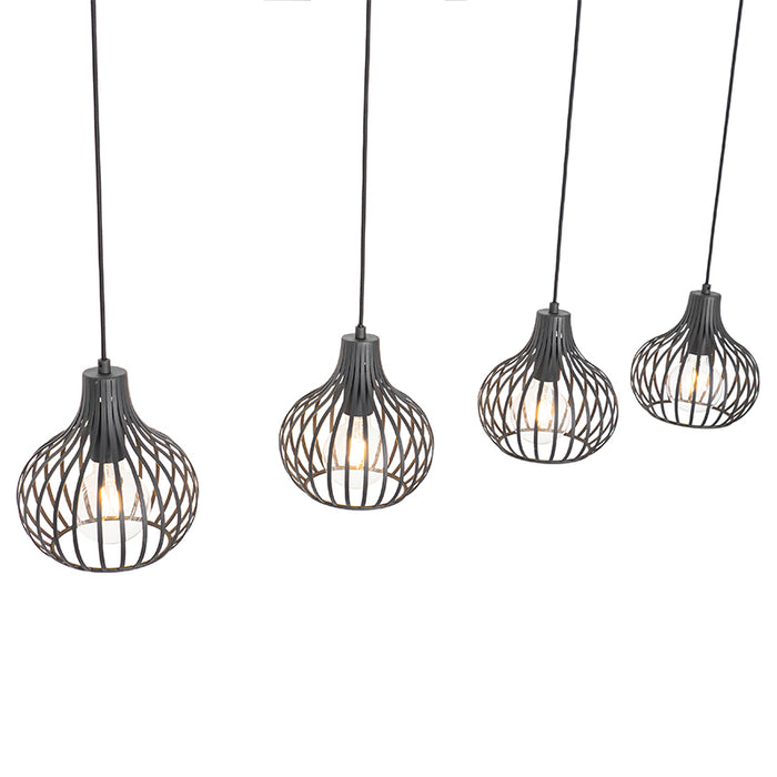 QAZQA Smart hanglamp zwart 4-lichts incl. 4 Wifi G95 - Saffira