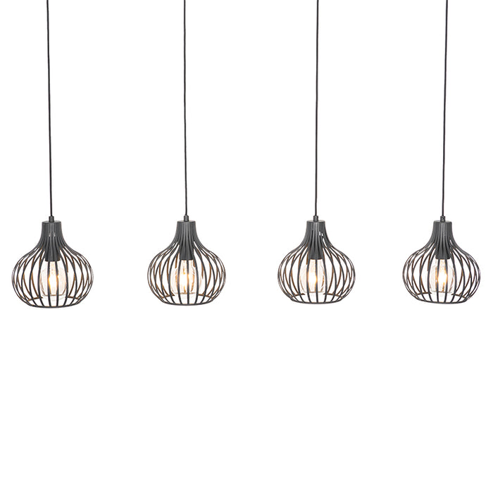 QAZQA Smart hanglamp zwart 4-lichts incl. 4 Wifi G95 - Saffira