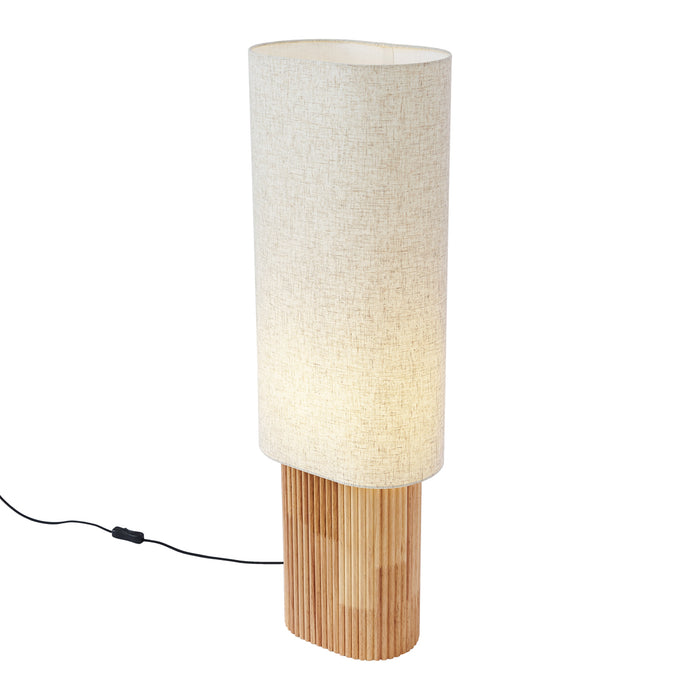 QAZQA Japandi vloerlamp hout met linnen kap 90cm - Lamel