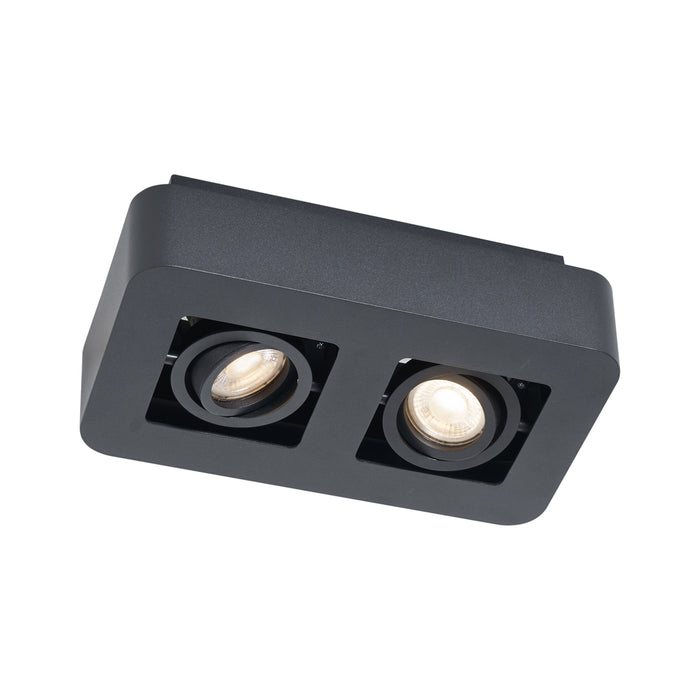 QAZQA Afgeronde opbouwspot zwart 2-lichts draai- en kantelbaar - Dox