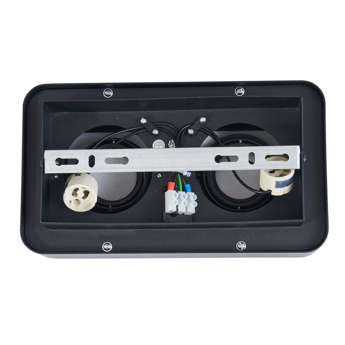 QAZQA Afgeronde opbouwspot zwart 2-lichts draai- en kantelbaar - Dox