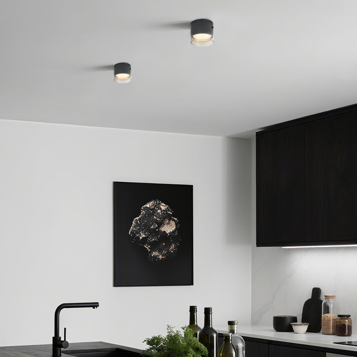 QAZQA Moderne opbouwspot gunmetal met glas - Drain